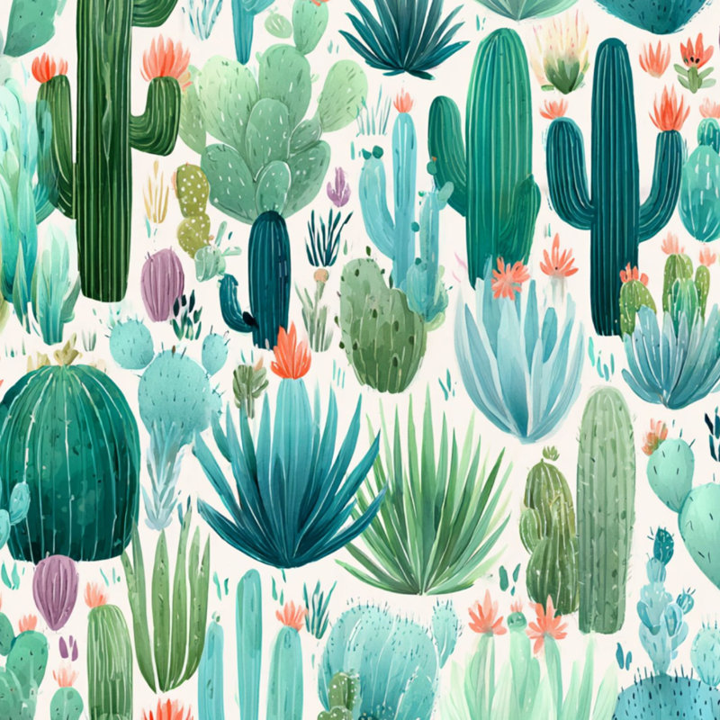 Papier peint adhésif auto-adhésif à motif de cactus à peler et coller, L 118 po x l 24 po