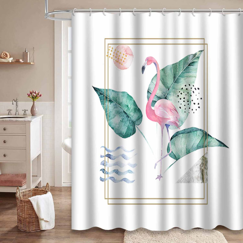 Rideau de douche avec 12 crochets aquarelle, L 72 po x l 72 po