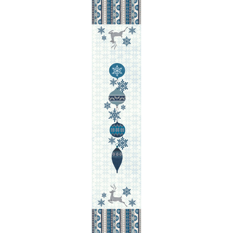  Simply Winter Geometric Christmas Table Runner, 72" L x 13" W
