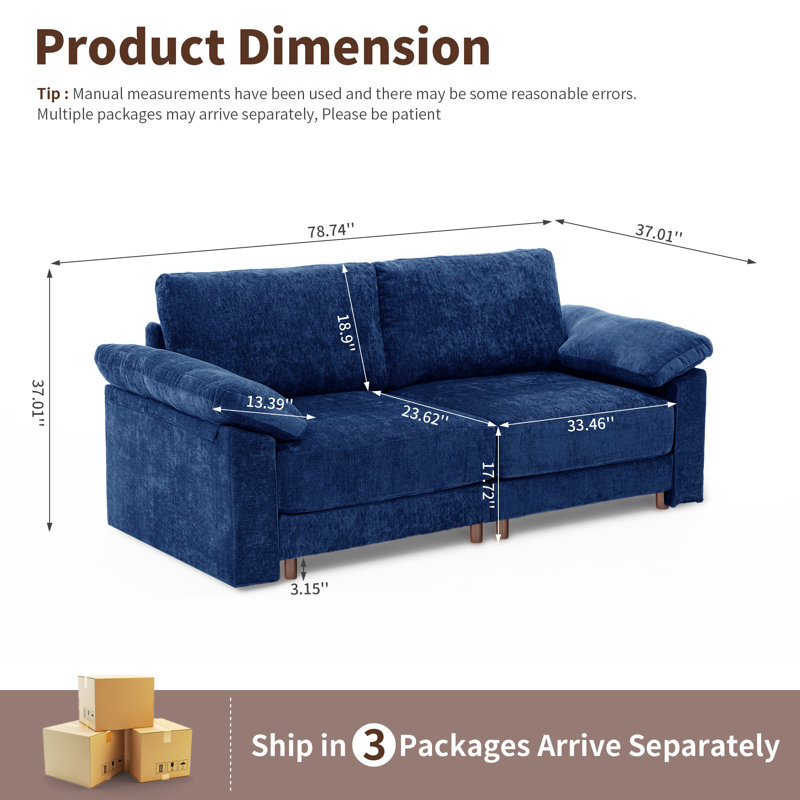 Causeuse moderne et confortable pour salon modulaire, Bleu