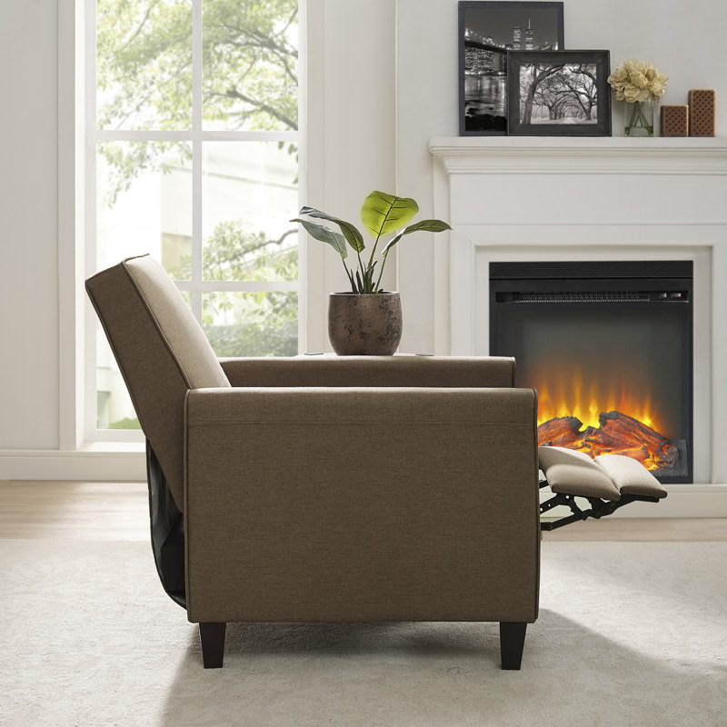 Tashira Home Theater Recliner, Upholstered armchair, Small Recliners for Small Spaces, Push Back Recliner, Chocolate Linen