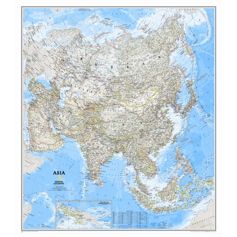 Carte murale asia classic, Taille standard Laminé (38" H x 34" W)
