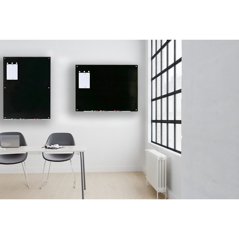 Panneau de verre magnétique mural noir, 35,43 po x 47,24 po