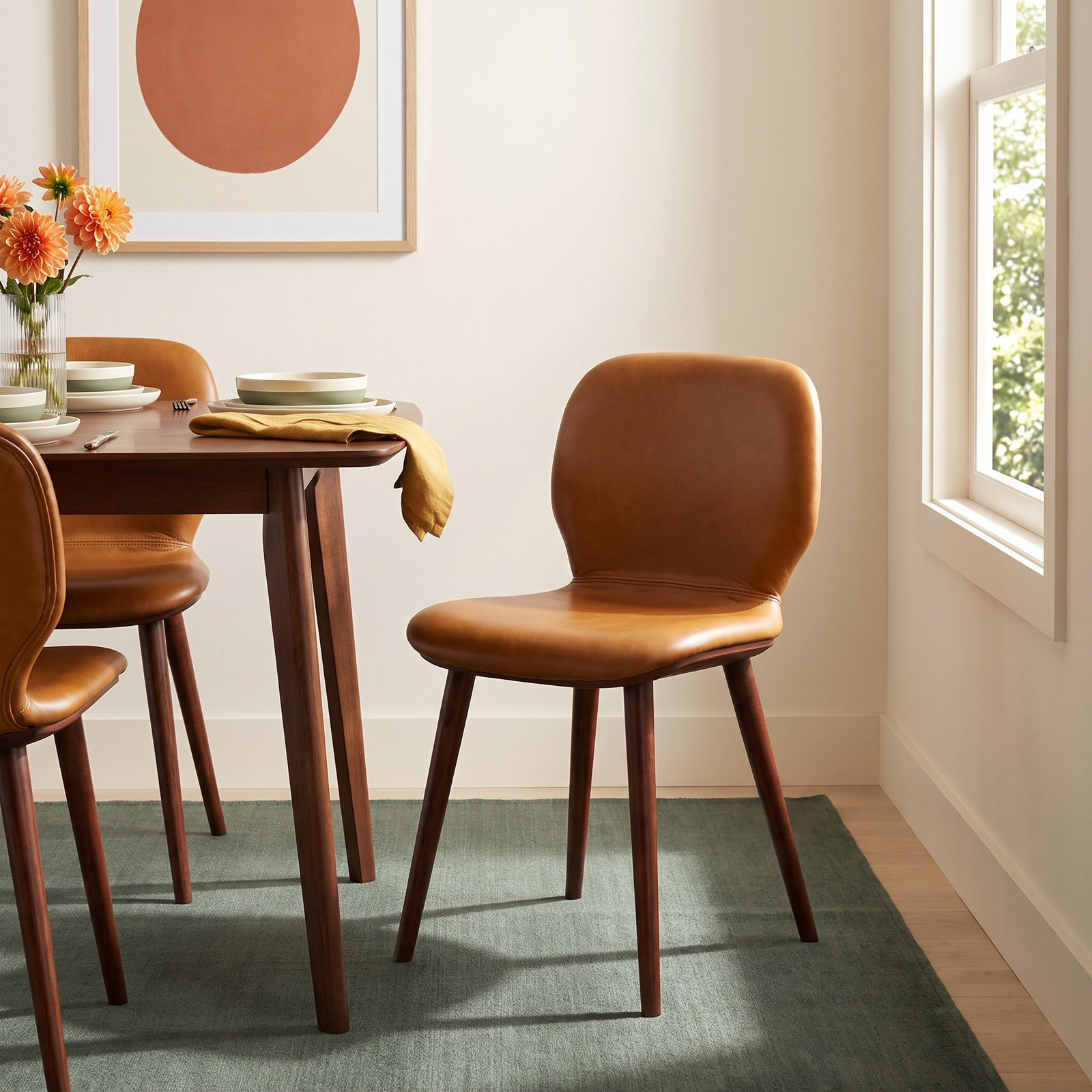 Vanya Side Chair, Brown Leather