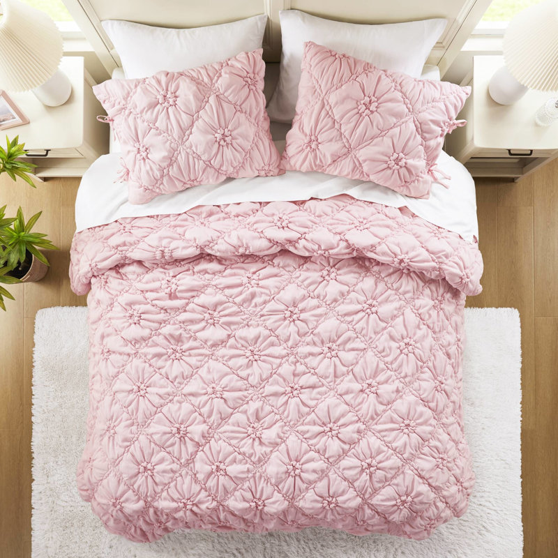 3 pièces d'édredon pour très grand lit, motif floral douillet avec accents de cravate, douceur en microfibre semblable au nuage, chaleur toutes saisons, idéal pour un rembourrage moelleux, confort en microfibre douce, adaptabilité, sécurité et facilité