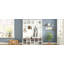 Arbre d'entrée de style ferme en bois avec 6 crochets, banc de rangement pratique en noyer avec tablettes réglables, armoire à chaussures d'entrée 4 en 1 avec 13 casiers pour vestibule, salon, H 76,7 po-1398322835