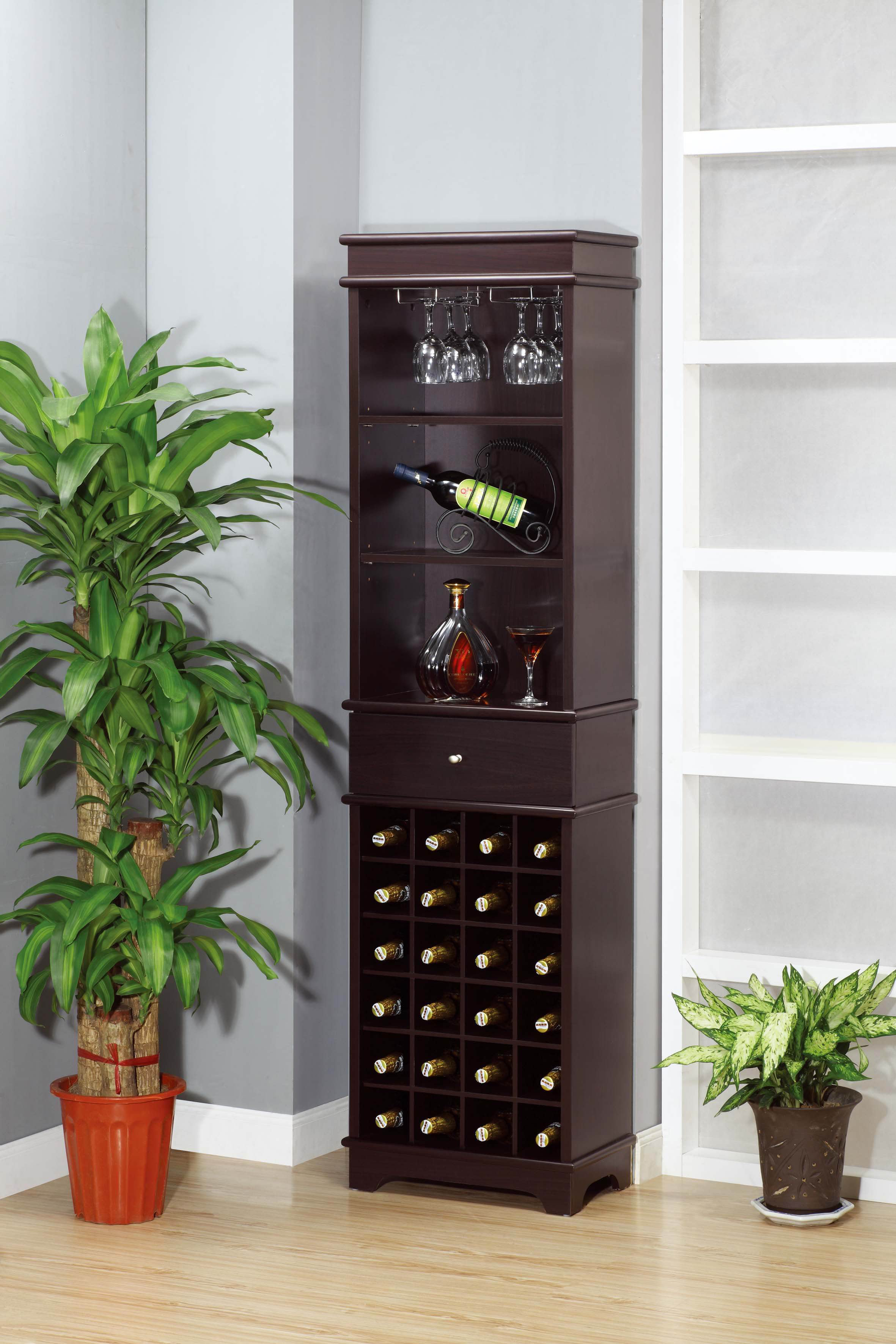 Red Barrel Studio Solid Wood Floor Wine Glass Rack in Cherry