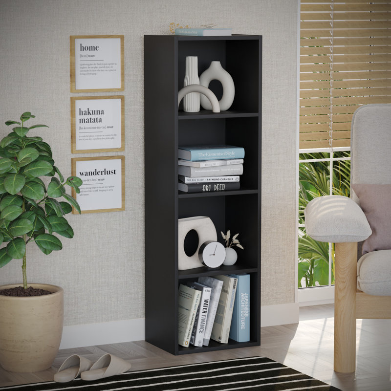 Gerardi 32cm W Standard Bookcase, Black, 106 cm H x 32 cm W