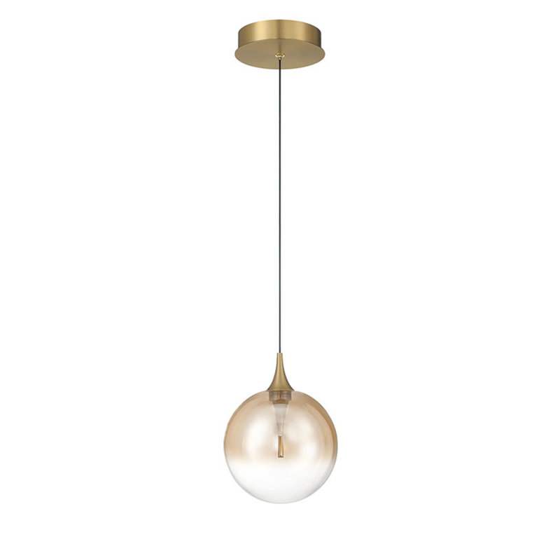 Iissa, luminaire suspendu, 6 po, or, verre ambré, Ambre