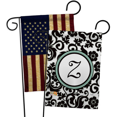 Damask J Initiale drapeaux de jardin Pack Simply Beauty Country Living Bannière 13 X 18,5 pouces