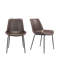 Ensemble de deux chaises d'appoint de salle à manger rembourrées en similicuir brun et noir-1463186322