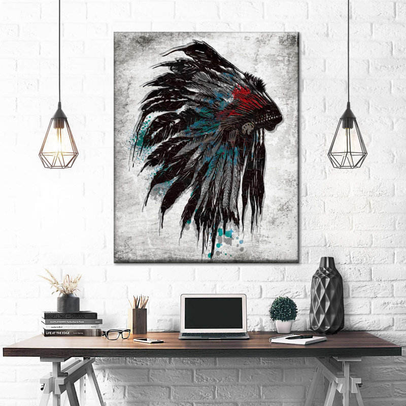 American American Feathered, couvre-chef sur toile, H 10 po x l 8 po x P 1 po