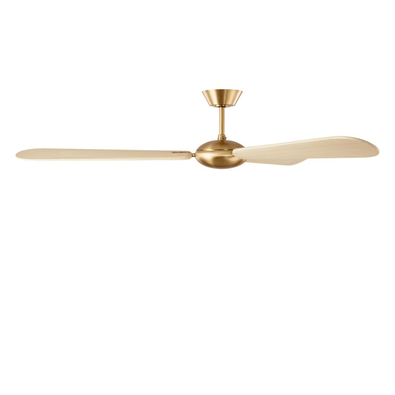 Pod Smart 64 Ceiling Fan, Burnished Brass, Washed White Oak