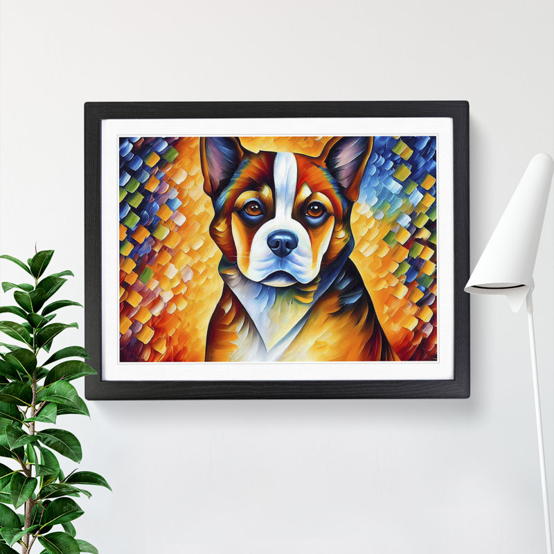 Dog Vol.1 Abstract - Single Picture Frame Painting, 25cm H x 34cm W x 2cm D, Black