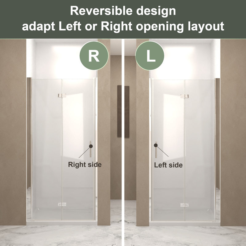 Porte de douche 29-28 pouces en aluminium chromé pliable