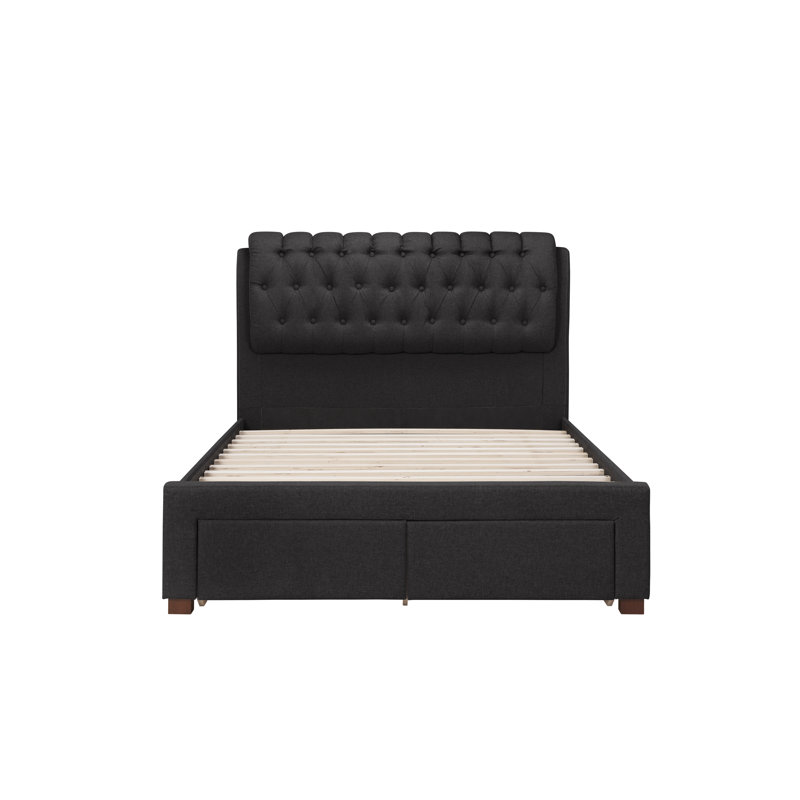 Miladin Upholstered Storage Bed, Double (4'6), Charcoal