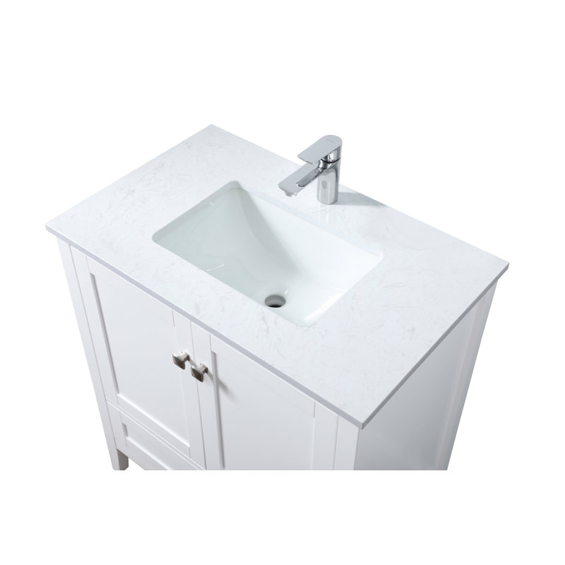 Jadaya 30'' Single Bathroom Vanity with Engineered Marble Top, White