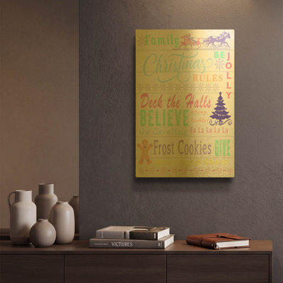 'Family Christmas Type' By Jean Plout Gold Metal Wall Art, 12" x 16"