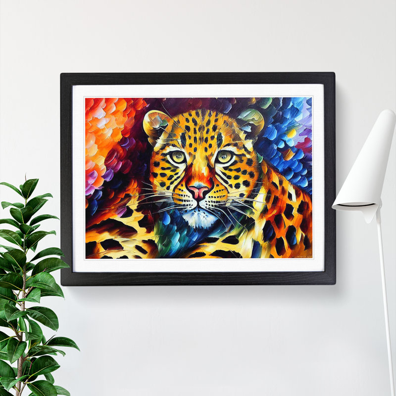 Leopard Painting Vol.2 Abstract - Single Picture Frame Print, 46cm H x 64cm W, Black