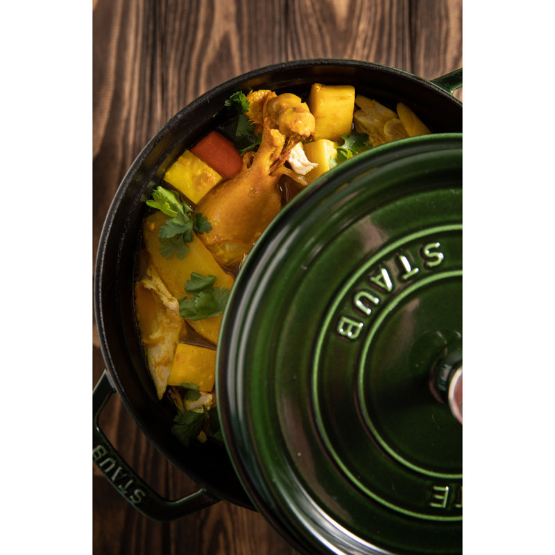 La Cocotte Cast Iron Round Cocotte, 0.25 quarts, Basil