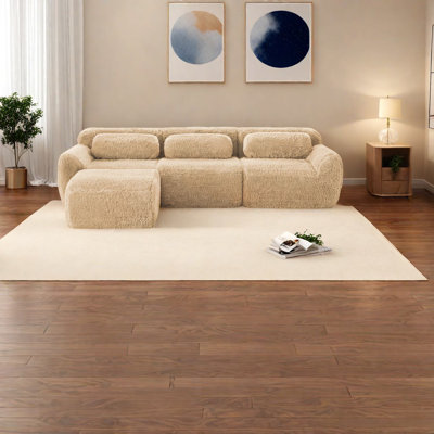 Fluffy Plush Modular Sofas, Contemporary Style For Home Relaxation