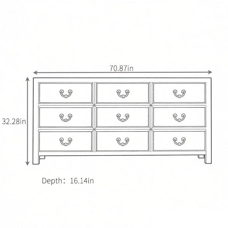 Buffet simple à plusieurs tiroirs, Blanc