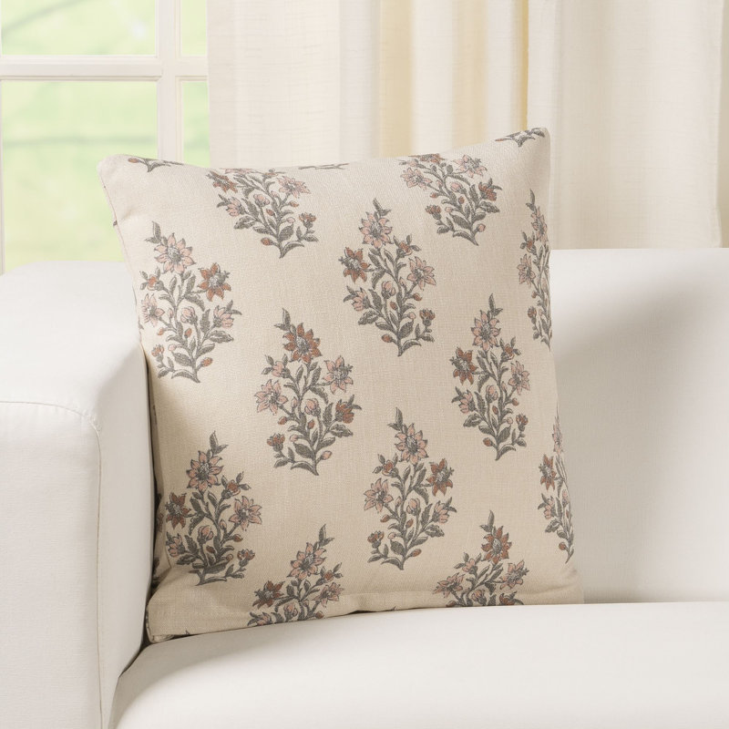Coussin en polyester Weatherford, Floral rosé, Carré 26 po, Polyester