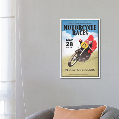 Motor-Cycle Races Roanoke by Mark Rogan - Print on Canvas