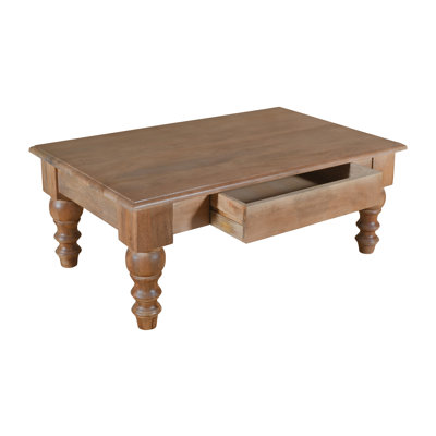 Linden Coffee Table With Turned Legs, 47"W, KD, Light Brown