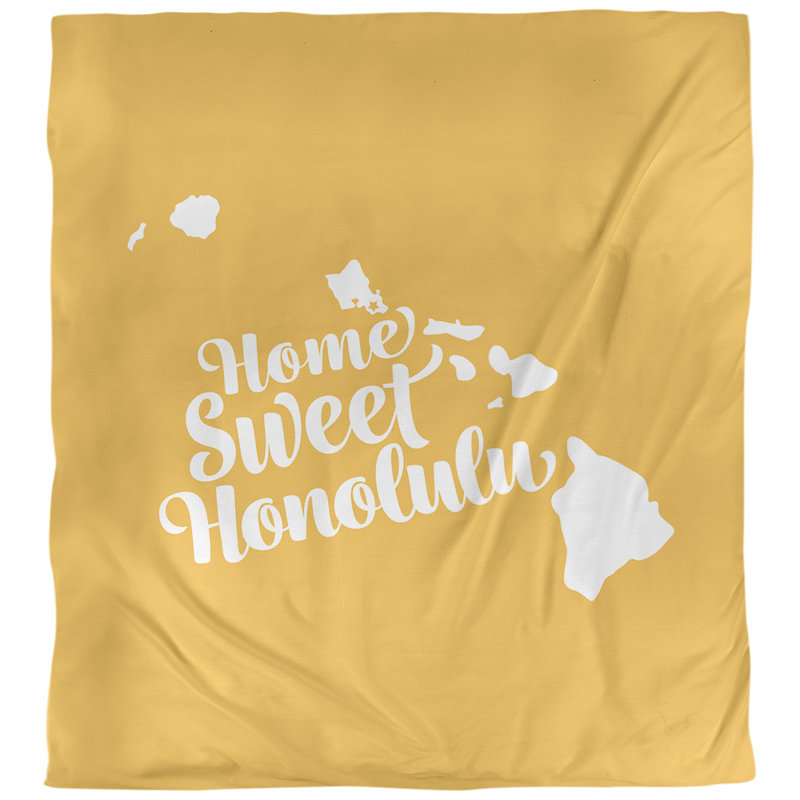 Housse de couette honolulu hawaii, Housse de couette pour très grand lit, Jaune, Microfibre