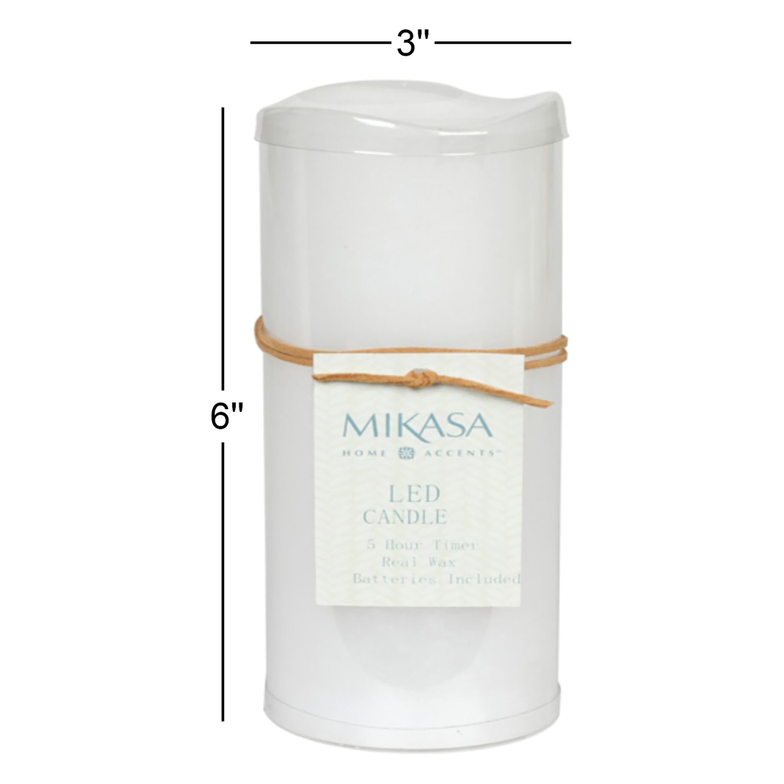 Wavy Top LED Flameless Pillar Candle, 6"L x 3"W