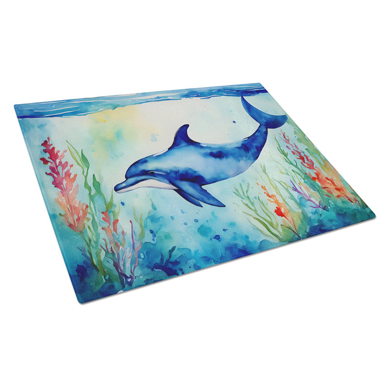 Dolphin Glass Cutting Board Large