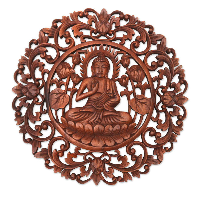  Handmade Vitarka Sage Wood Relief Panel