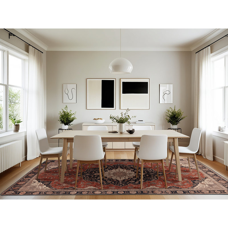 Machine Washable Persian Brown Area Rug, Rectangle 7' x 10'