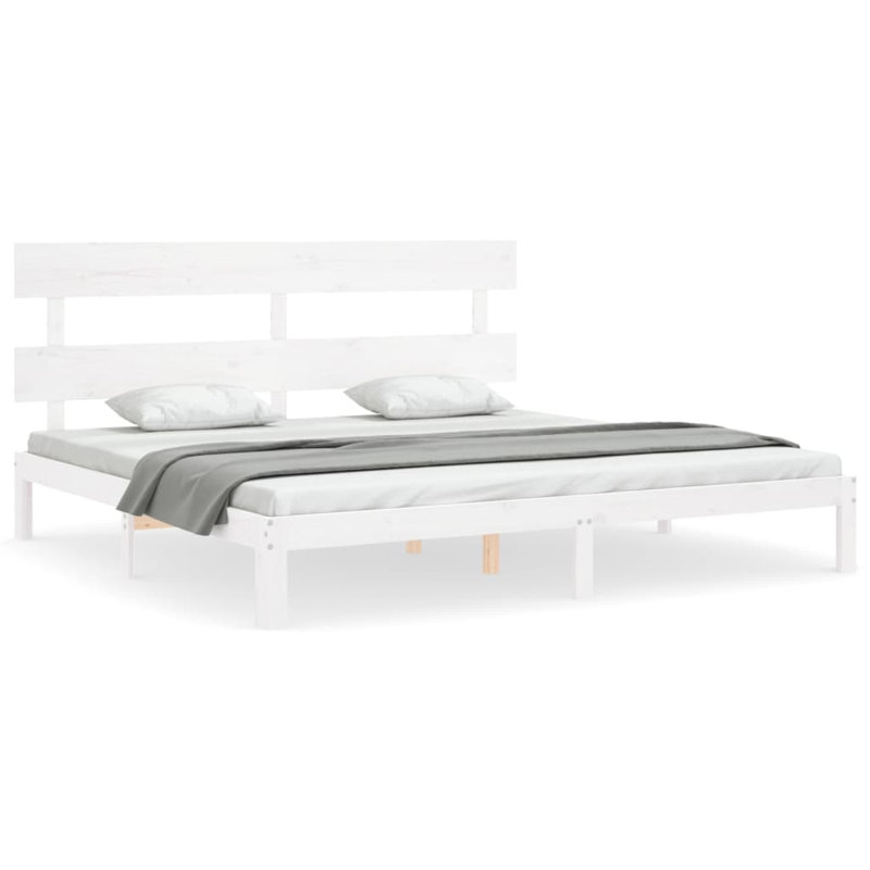 Bed Frame with Headboard, White, Super King (6')
