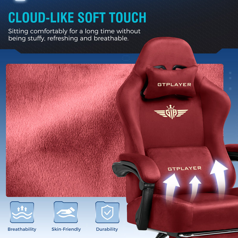 GTPLAYER GAMING CHAIR Adjustable Reclining Ergonomic Swiveling PC & Racing Game Chair, Red
