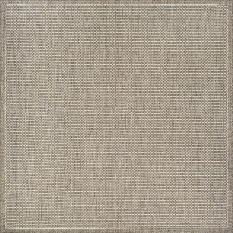 Tapis intérieur / extérieur taupe Sania, Ivoire / taupe, Carré 7 pi 6 po