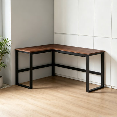 Practical L-shaped Durable Rubberwood Steel Desk