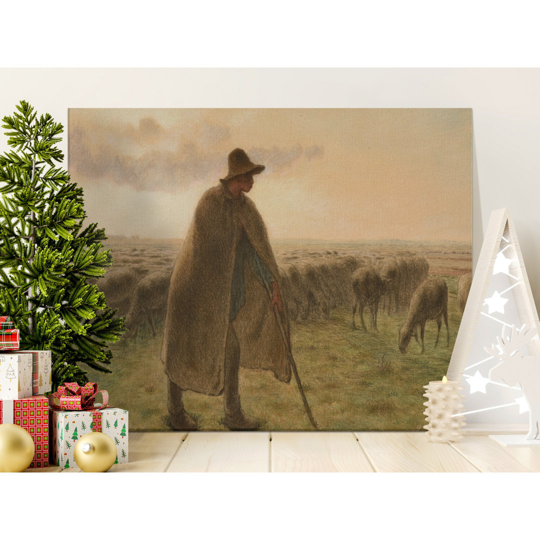 Shepherd Canvas Wall Art, Sheep Herding Scene Print, Gallery Wrapped Canvas, Rustic Farmhouse Decor, Ready to Hang, Archival Quality