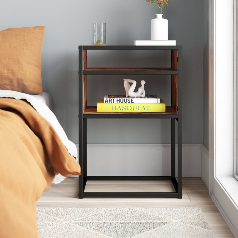 Aven 21.26'' W Nightstand, Black/Brown