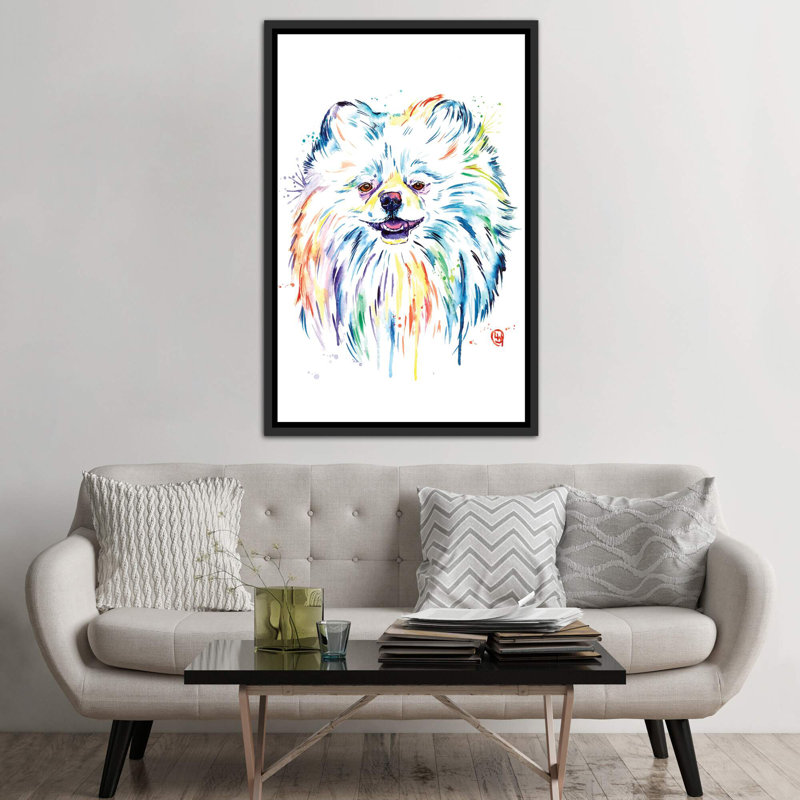 «Pomeranian - Leo» par Lisa Whitehouse - impression d'art graphique, H 60 po x l 40po x P 1,5 po, Aucun mat