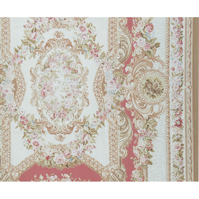 Tapis rouge et ivoire noué à la main de haute qualité