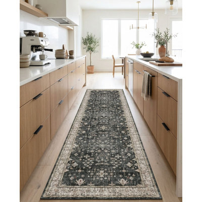 Boho 2x6 Washable Non-Slip Runner Rug with Stain Resistant Pet Friendly Low Pile