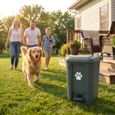 Contenant pour animaux de compagnie - poubelle d'extérieur pour chien 20L avec poubelle intérieure amovible, 3 sacs à déchets, poubelle extérieure avec couvercle pour les familles de chiens petits et grands