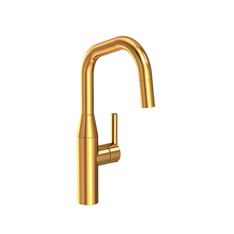 East Square Single Handle Pull Down Kitchen Faucet, Aged Brass