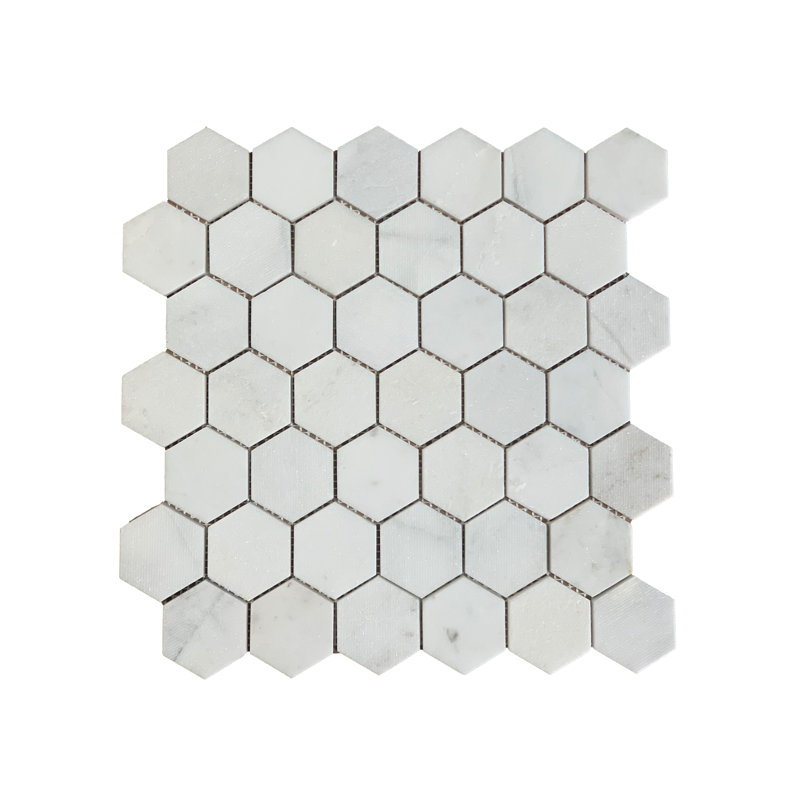 2 in. x 2 in. Honeycomb Marble Tile, White Marble
