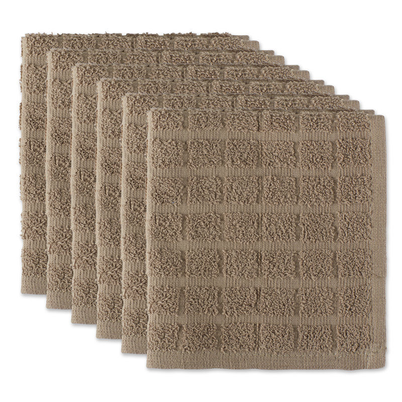 Cotton Checkered Waffle Tea Towel Kitchen Towel, Stone
