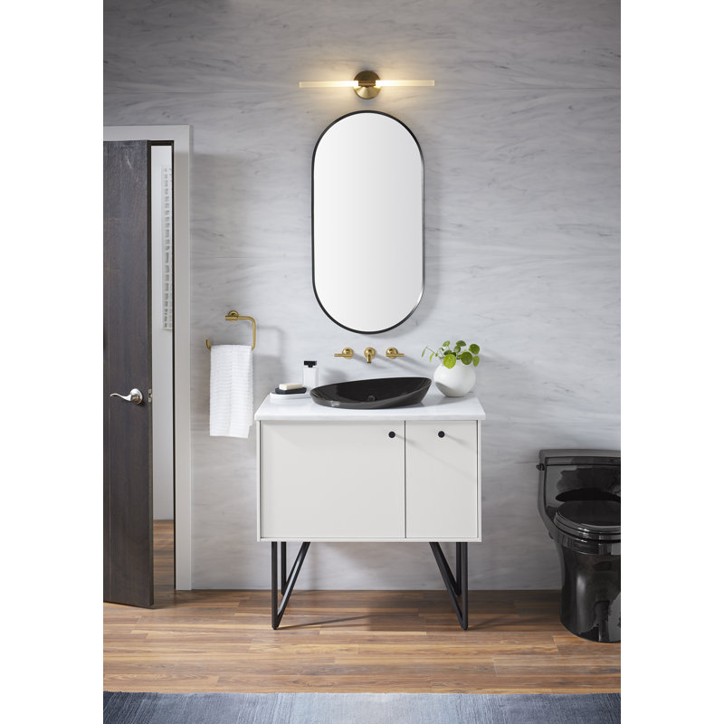 Essential Decorative Bathroom / Vanity Mirror, 36" x 18", Matte Black
