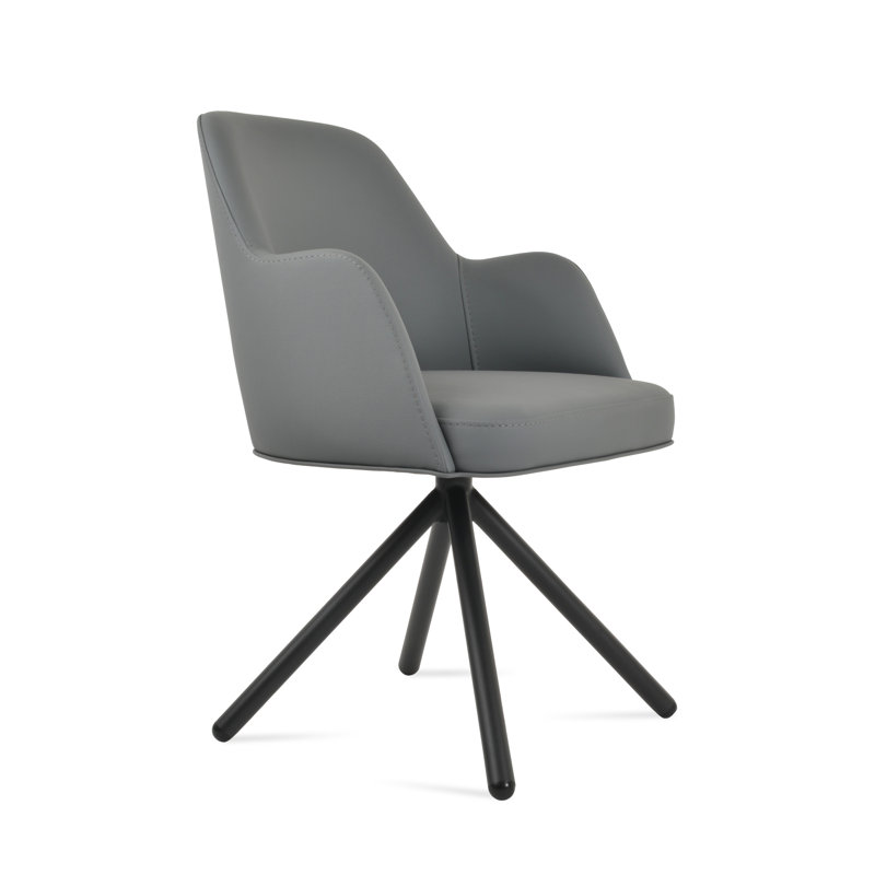 Marash Stick Swivel Arm Chair, Black, Dark Gray