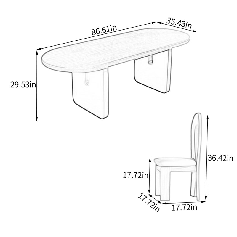 Ensemble de salle à manger Zanilah, Blanc, H 29,53 po x L 86,61 po x l 35,43 po, 5